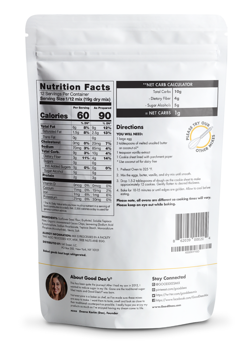 Chocolate Chip Keto Cookie Mix - Gluten Free and No Added Sugar