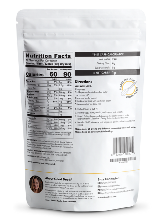Chocolate Chip Keto Cookie Mix - Gluten Free and No Added Sugar