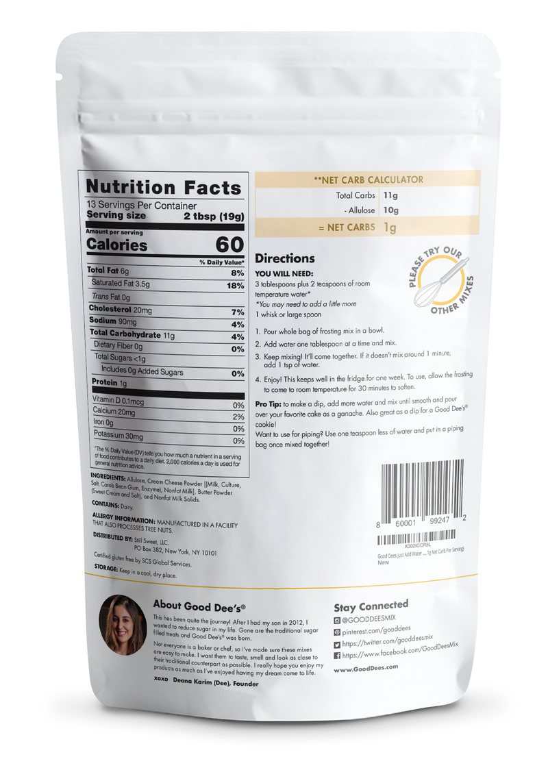 Just Add Water Cream Cheese Keto Frosting - Gluten Free and No Added Sugar