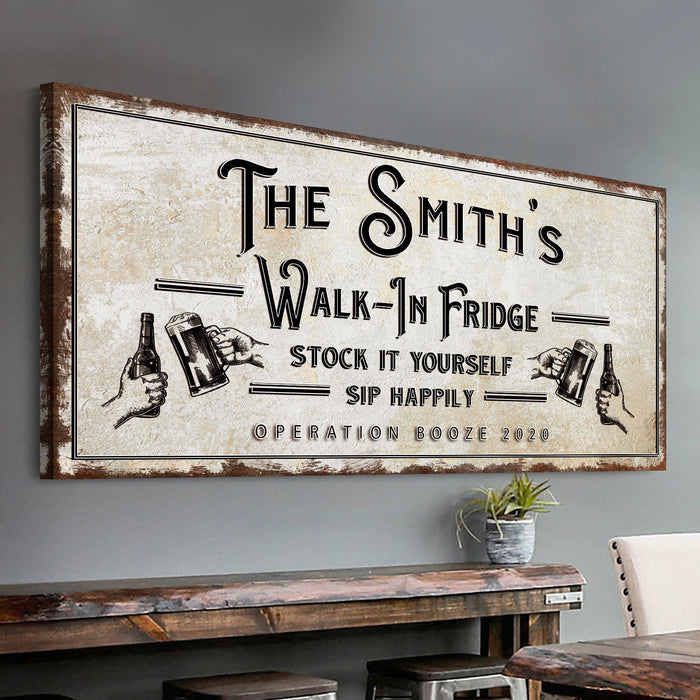 Walk In Fridge Stock It Yourself Bar Sign
