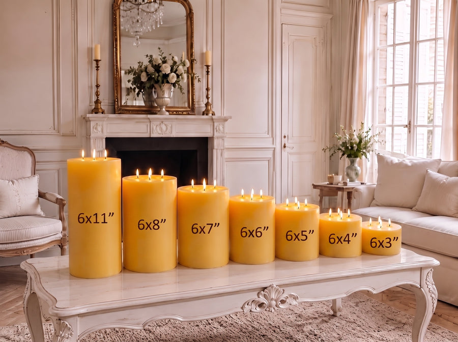 Giant 6 Inch Wide Yellow Beeswax 4 Wick Candles