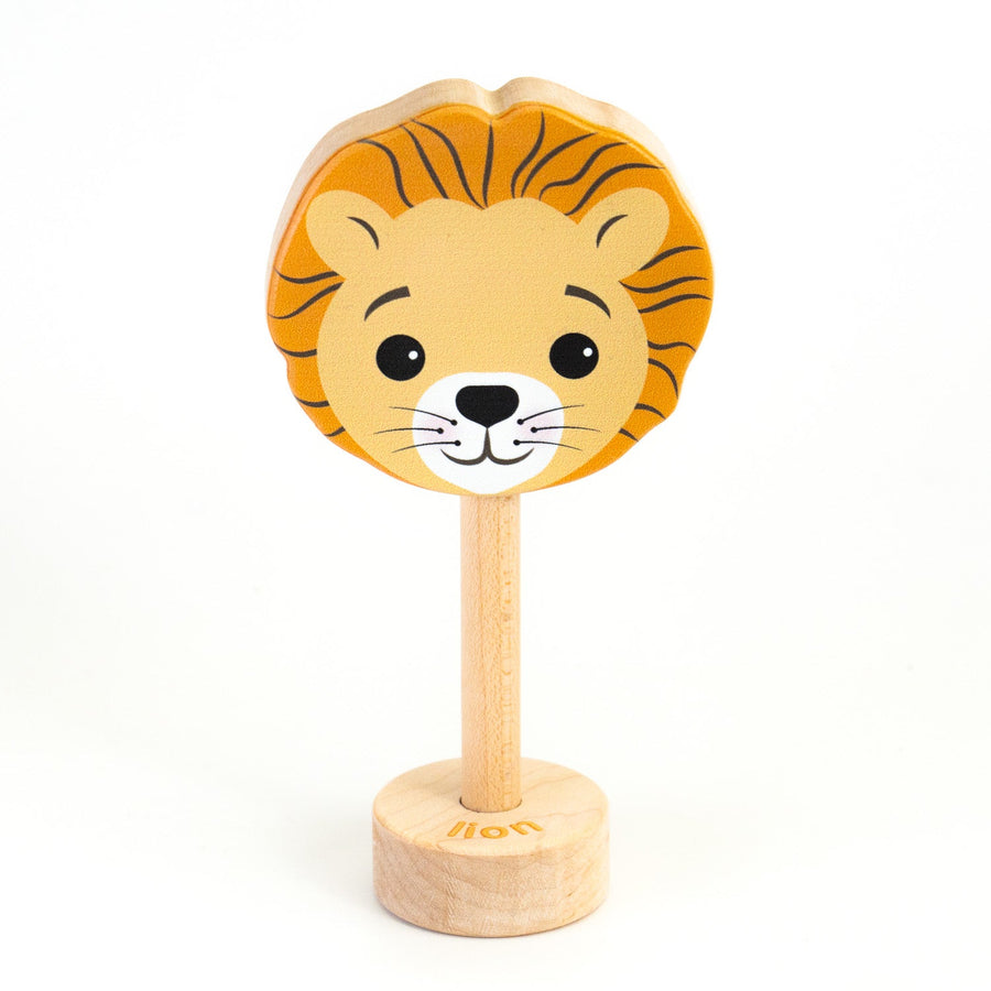 Lion Wooden Baby Rattle – Grasp & Giggle