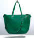 Large green turquoise purse with short and long strap made by hand in portland maine with leather