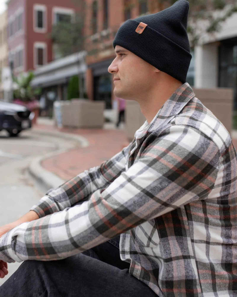 HAAKWEAR Beanie Made in USA - Classic Charcoal Black Knit Cuffed Hat