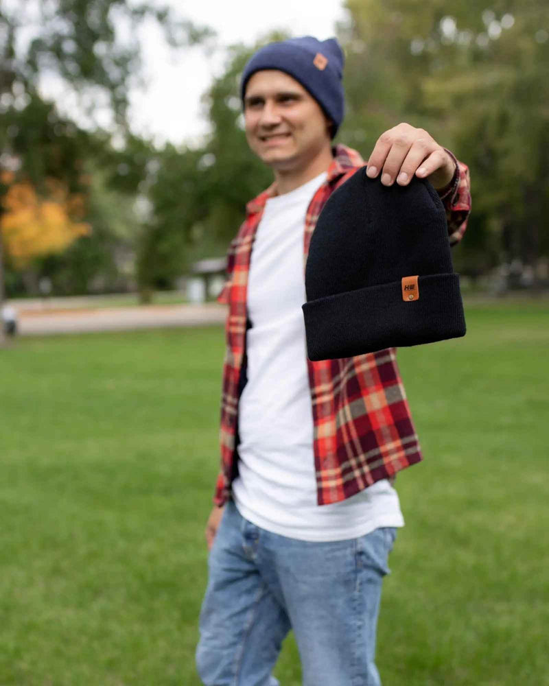 HAAKWEAR Denim Blue Knit Beanie - Cuffed Classic Hat, Made in USA