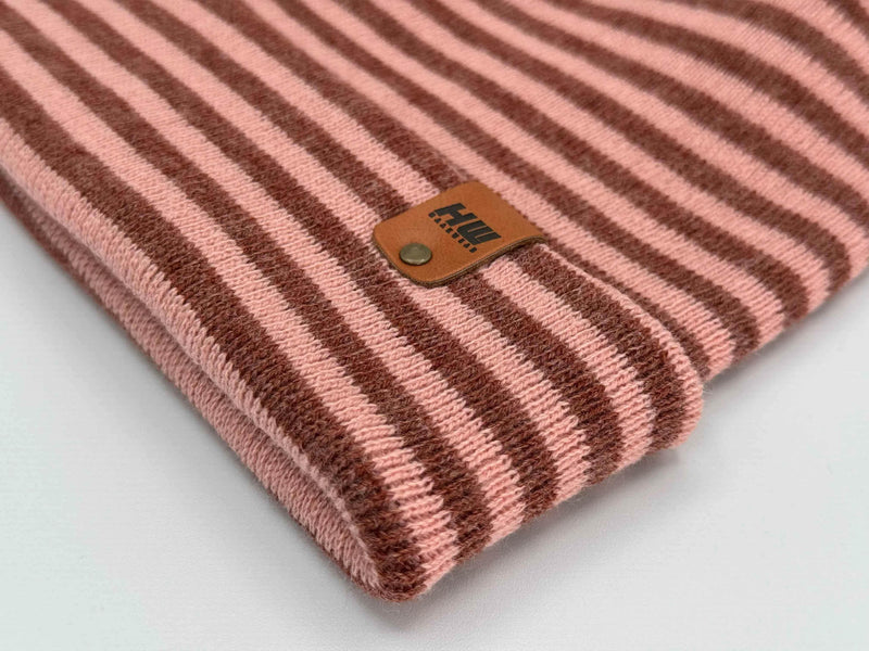 HAAKWEAR H Stitch RORO Cuffed Beanie (Patented Design) Burgundy / Pink, Made in USA