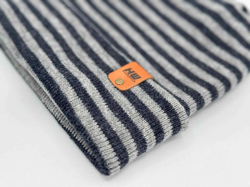 HAAKWEAR H Stitch RORO Cuffed Beanie (Patented Design) Gray / Denim, Made in USA