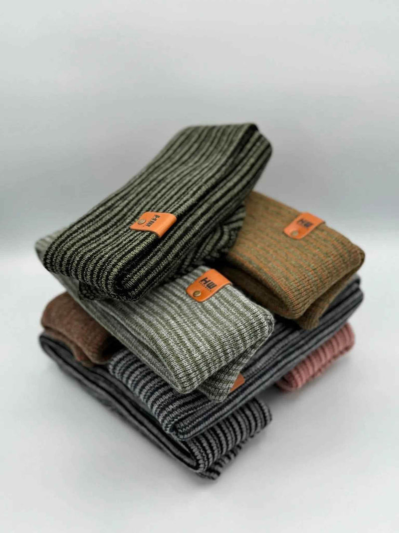 HAAKWEAR Traditional Contrast Cuffed Beanie - Black / Green, Made in USA