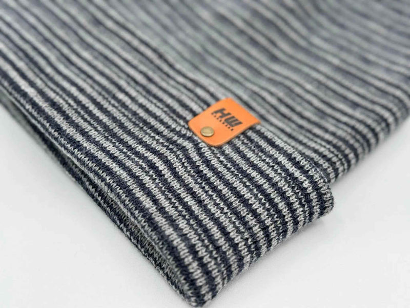 HAAKWEAR Traditional Contrast Cuffed Beanie / Hat - Gray / Denim, Made in USA