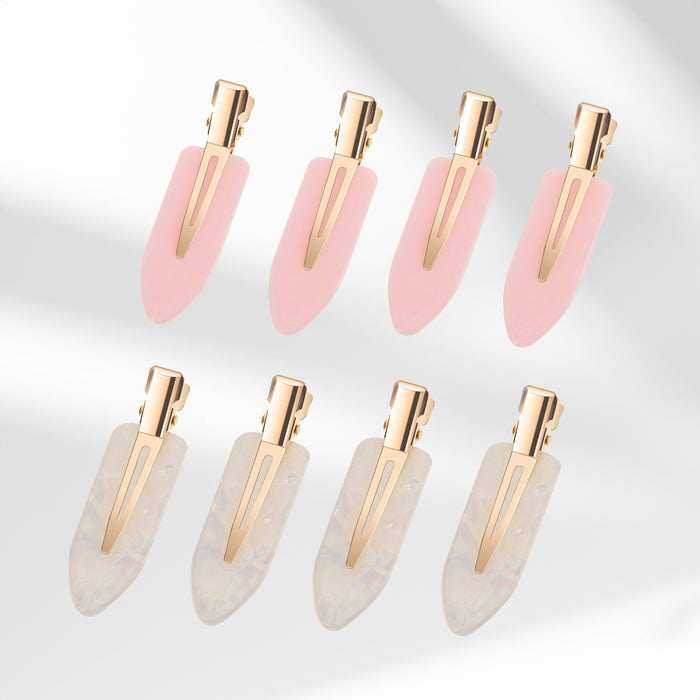 Market Fresh Beauty Creaseless Hair Clips, 8 Pack - No-Crease Hair Styling Clips for Sectioning, All Hair Types, Heat Styling & Makeup Application - Pink & Opal Clips, Non-Slip & Durable Design