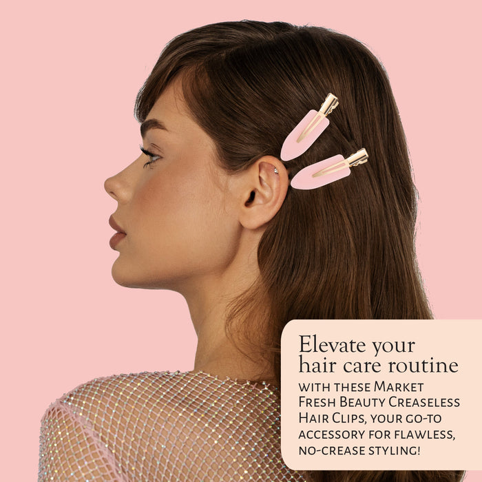 Market Fresh Beauty Creaseless Hair Clips, 8 Pack - No-Crease Hair Styling Clips for Sectioning, All Hair Types, Heat Styling & Makeup Application - Pink & Opal Clips, Non-Slip & Durable Design
