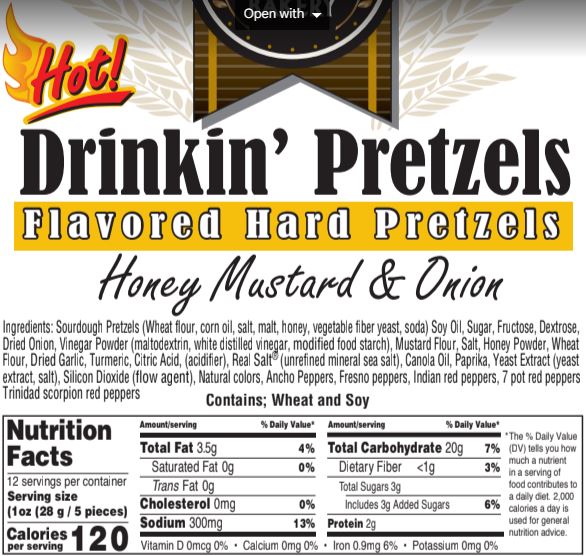Drinkin' Pretzel - HOT Honey Mustard & Onion