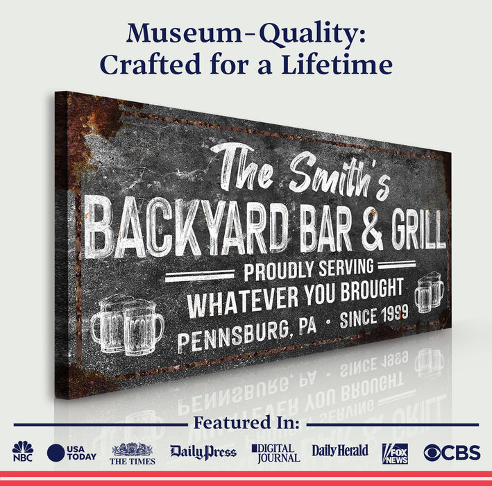 Backyard Bar Grill Sign Xxiii