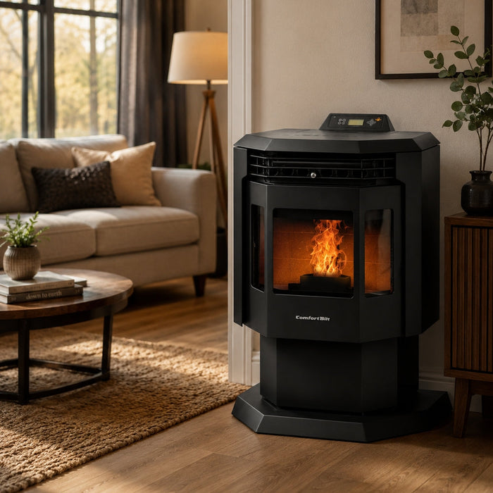 HP21 2,400 sq. ft. Pellet Stove with 40-lb Hopper in Black