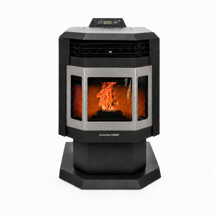 HP21-SS 2,400 sq. ft. Pellet Stove with 40-lb Hopper in Black with Stainless Steel Trim