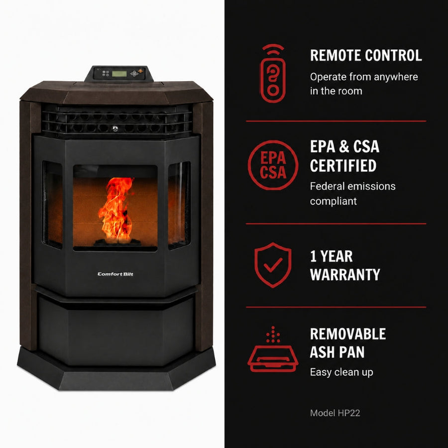 HP22-Bronze 2,800 sq. ft.  Pellet Stove with 55-lb Hopper in Bronze