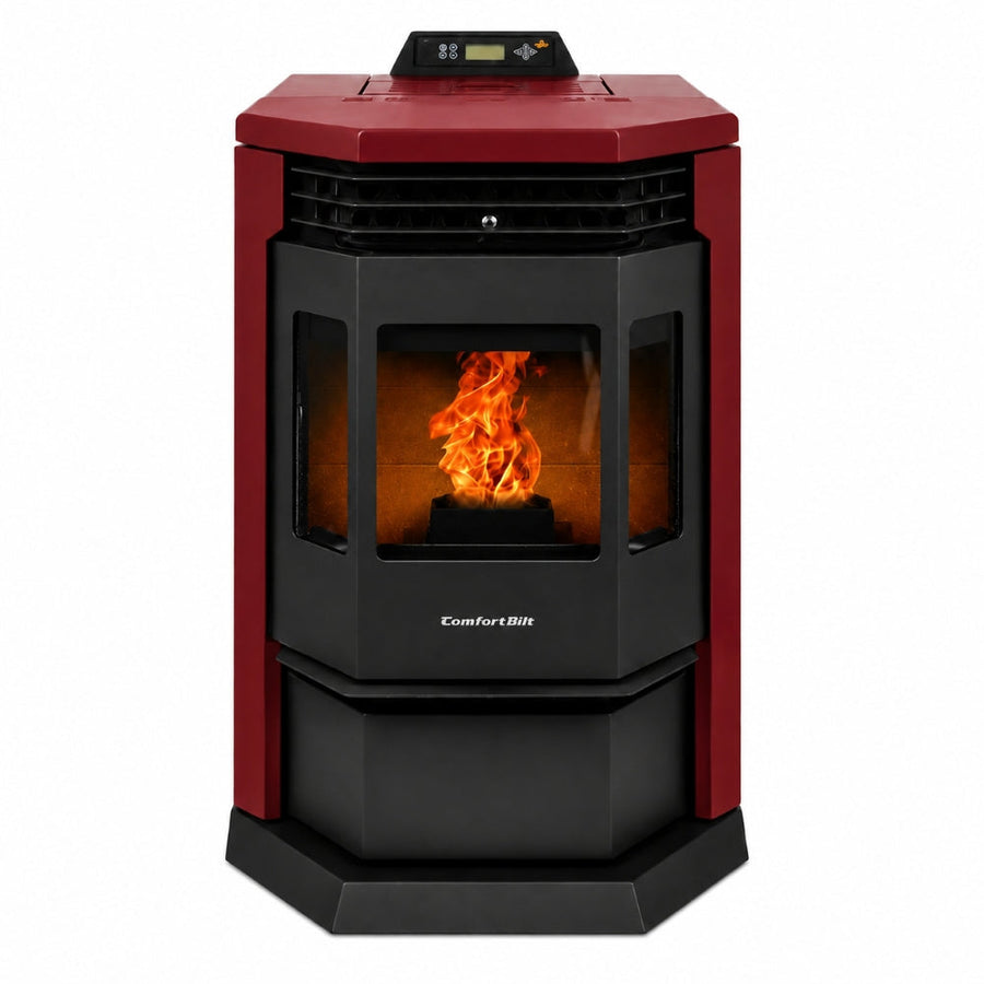 HP22-Burgundy 2,800 sq. ft.  Pellet Stove with 55-lb Hopper in Burgundy