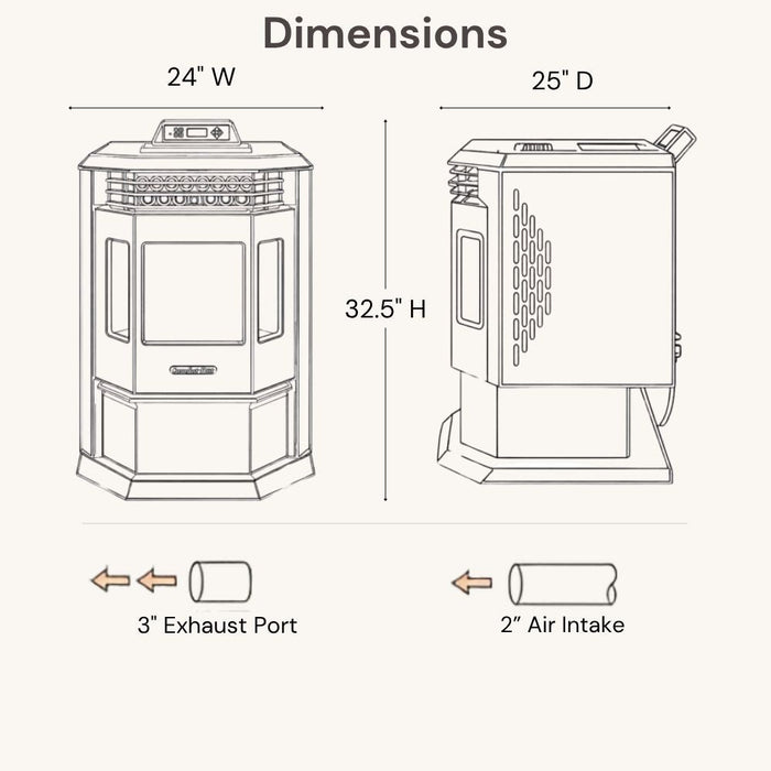 HP22-Bronze-SS 2,800 sq. ft. Pellet Stove with 55-lb Hopper in Bronze and Stainless Steel Trim