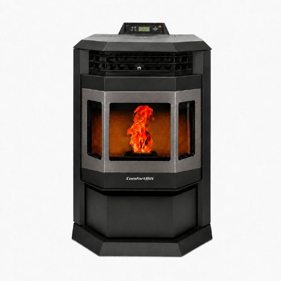 HP22-SS 2,800 sq. ft. Pellet Stove with 55-lb Hopper in Black with Stainless Steel Trim