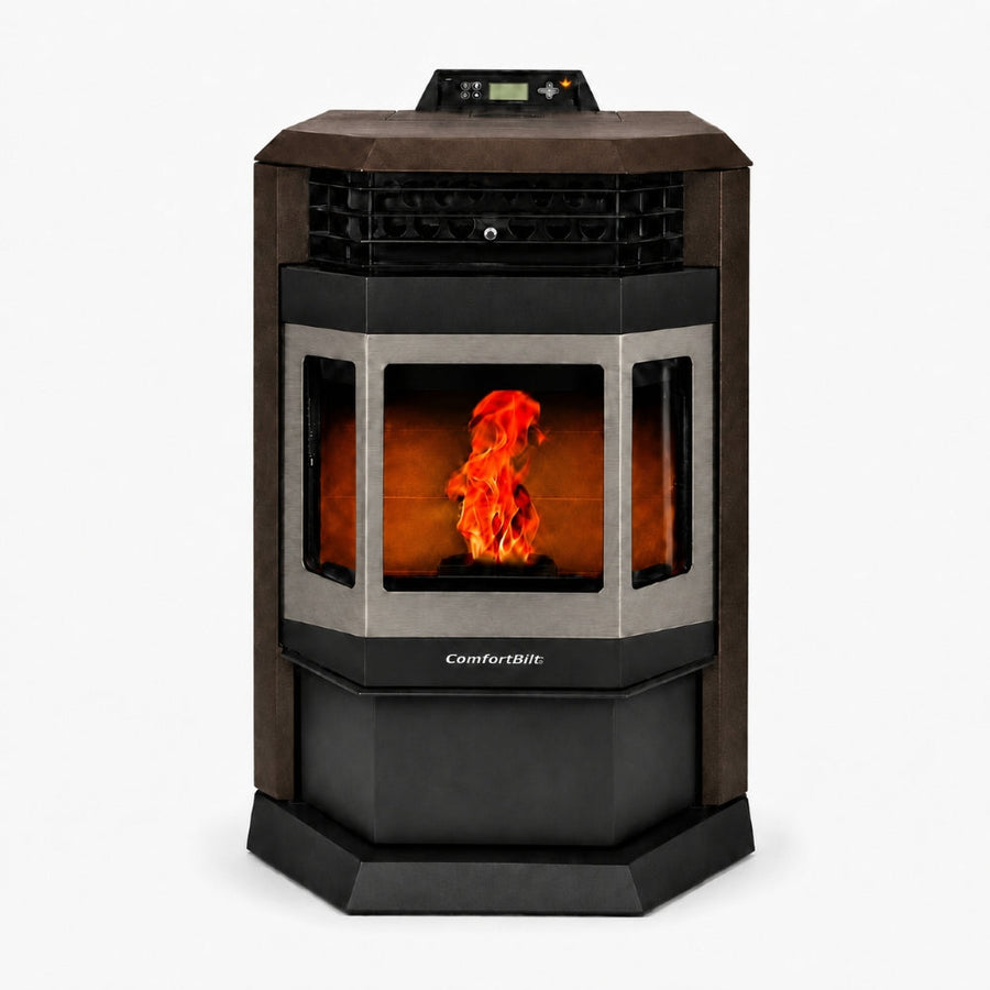HP22-Bronze-SS 2,800 sq. ft. Pellet Stove with 55-lb Hopper in Bronze and Stainless Steel Trim