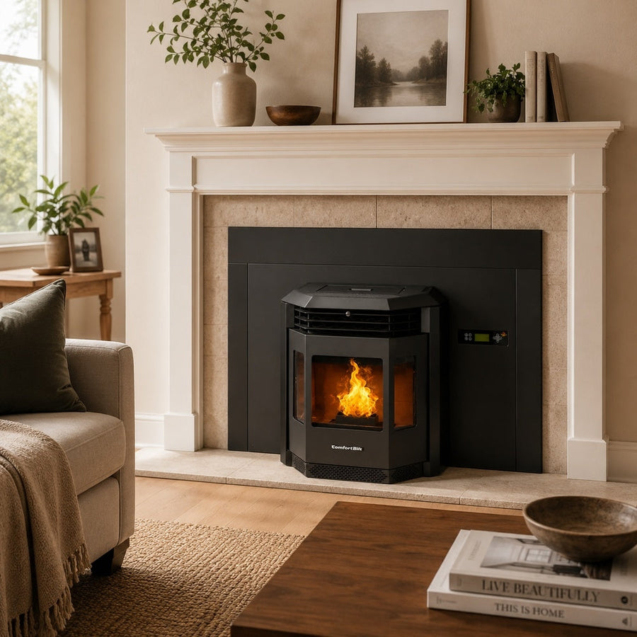 HP22i-Black 2,800 sq. ft. Pellet Stove Fireplace Insert with a 47-lb Hopper in Black