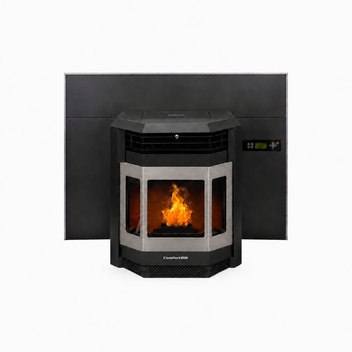 HP22i-Black-SS 2,800 sq. ft. Pellet Stove Fireplace Insert with a 47-lb Hopper in Black with Stainless Steel Trim