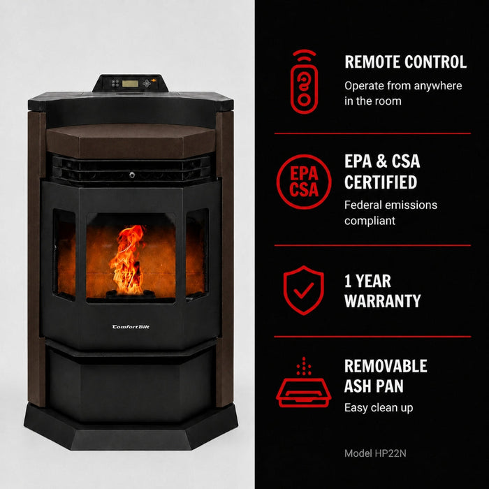 HP22N-Bronze 2,800 sq. ft. Pellet Stove with an 80-lb Hopper in Bronze