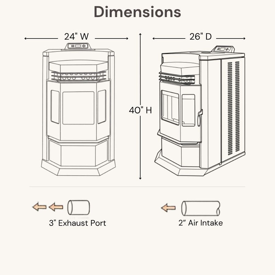 HP22N-Bronze-SS 2,800 sq. ft. Pellet Stove with an 80-lb Hopper in Bronze with Stainless Steel Trim