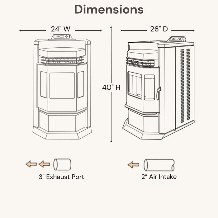HP22N-Bronze-SS 2,800 sq. ft. Pellet Stove with an 80-lb Hopper in Bronze with Stainless Steel Trim