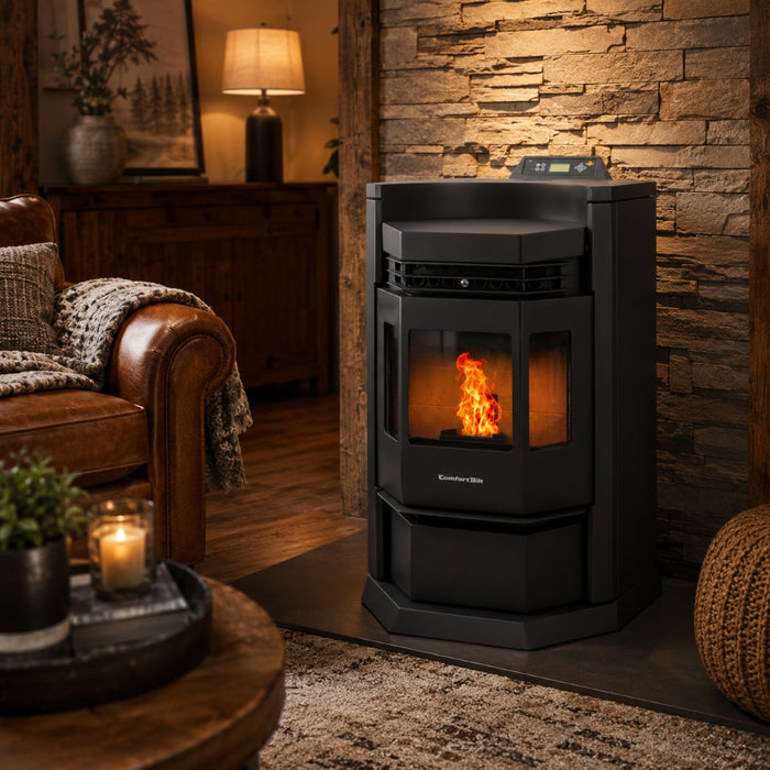 HP22N-Black 2,800 sq. ft. Pellet Stove with an 80-lb Hopper in Black