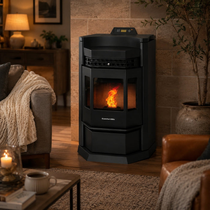 HP22N-Black 2,800 sq. ft. Pellet Stove with an 80-lb Hopper in Black
