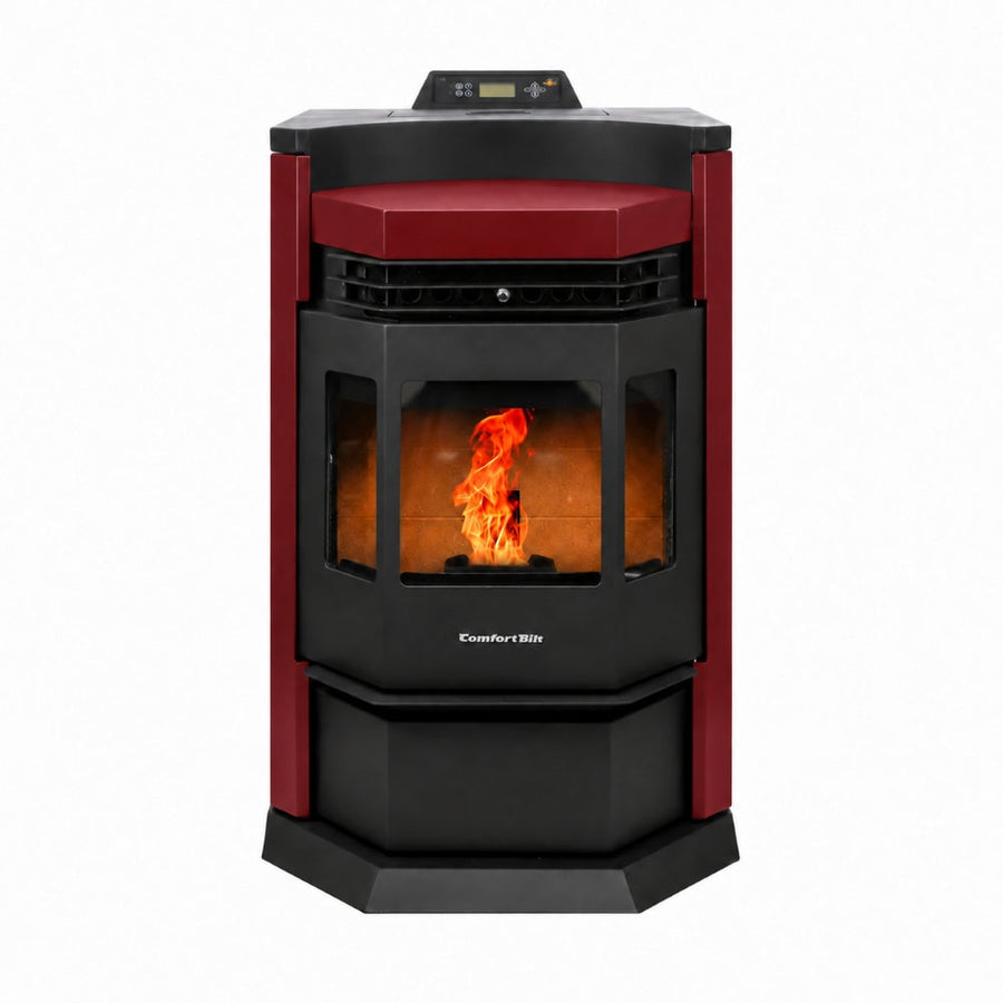 HP22N-Burgundy 2,800 sq. ft. Pellet Stove with an 80-lb Hopper in Burgundy