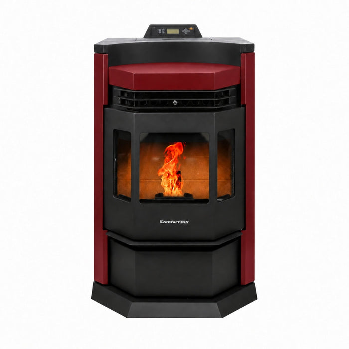 HP22N-Burgundy 2,800 sq. ft. Pellet Stove with an 80-lb Hopper in Burgundy