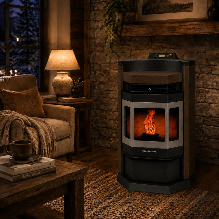 HP22N-Bronze-SS 2,800 sq. ft. Pellet Stove with an 80-lb Hopper in Bronze with Stainless Steel Trim