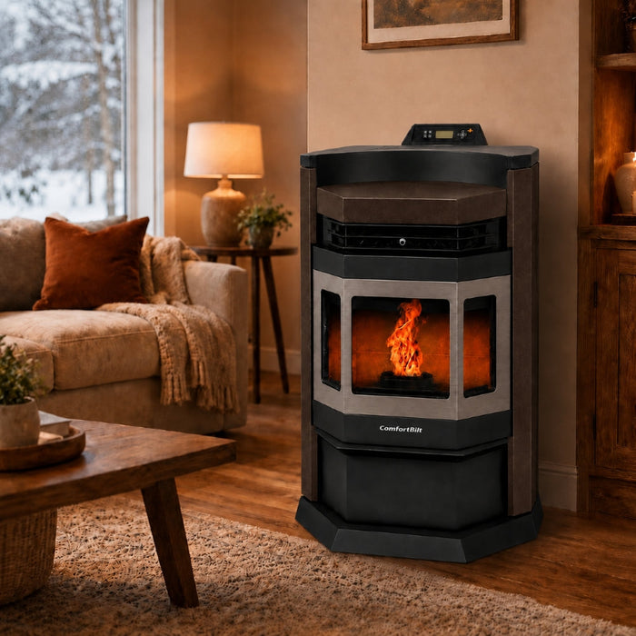 HP22N-Bronze-SS 2,800 sq. ft. Pellet Stove with an 80-lb Hopper in Bronze with Stainless Steel Trim