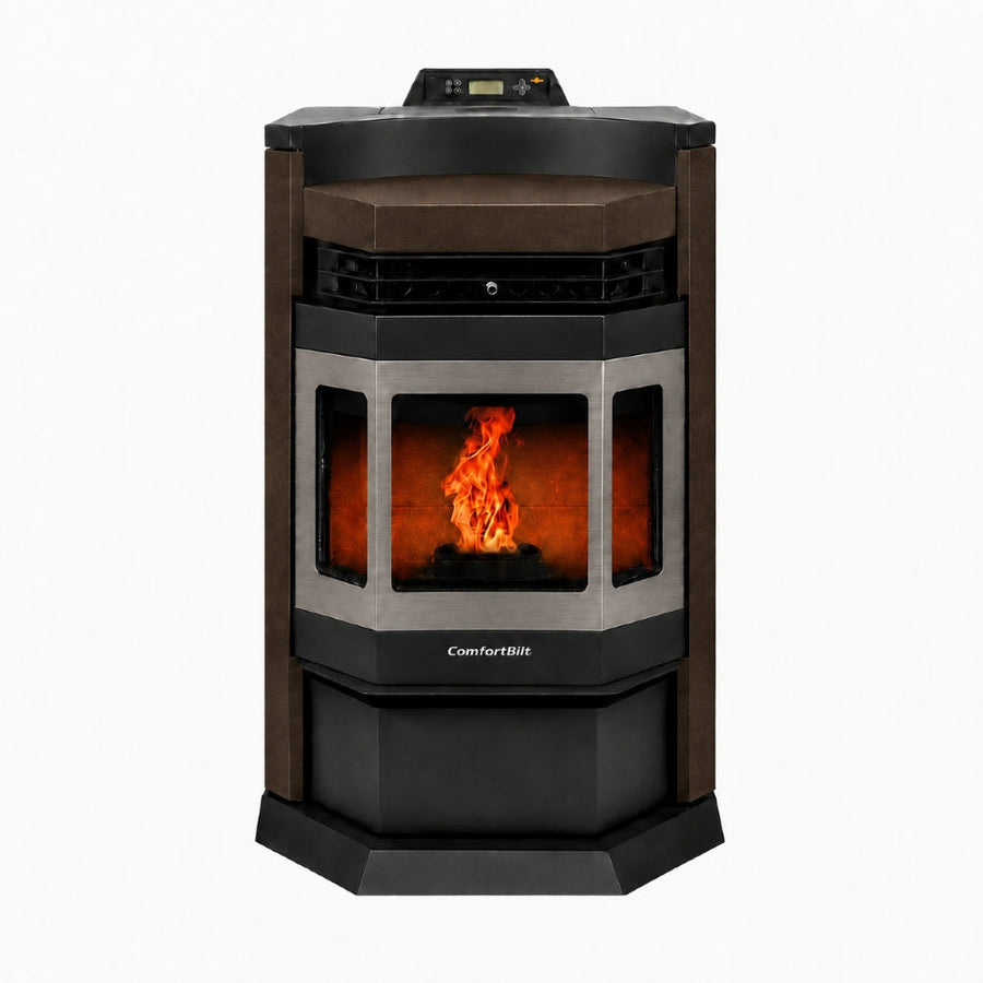 HP22N-Bronze-SS 2,800 sq. ft. Pellet Stove with an 80-lb Hopper in Bronze with Stainless Steel Trim