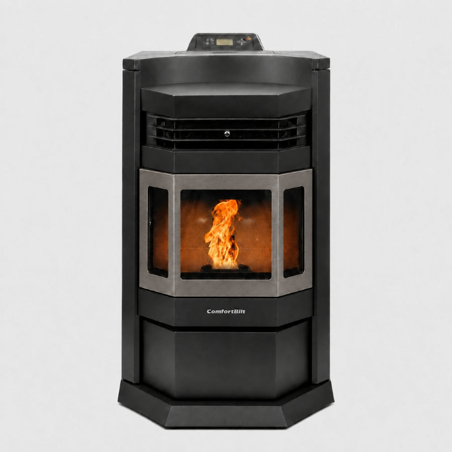 HP22N-Black-SS 2,800 sq. ft. Pellet Stove with an 80-lb Hopper in Black with Stainless Steel Trim