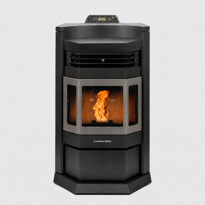 HP22N-Black-SS 2,800 sq. ft. Pellet Stove with an 80-lb Hopper in Black with Stainless Steel Trim