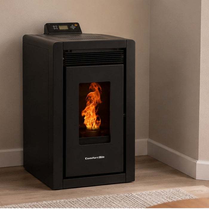 Alpine HP40 1,500 sq. ft. Small Pellet Stove with a 25-lb Hopper in Black