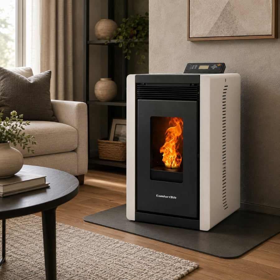 Alpine HP40 1,500 sq. ft. Small Pellet Stove with a 25-lb Hopper in White