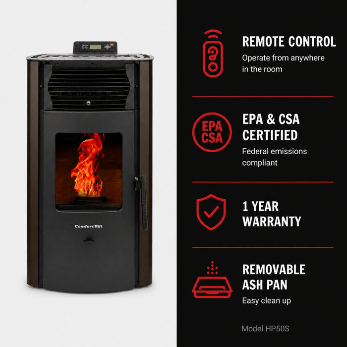 HP50S-Bronze 2,200 sq. ft. Pellet Stove with a 47-lb Hopper in Bronze