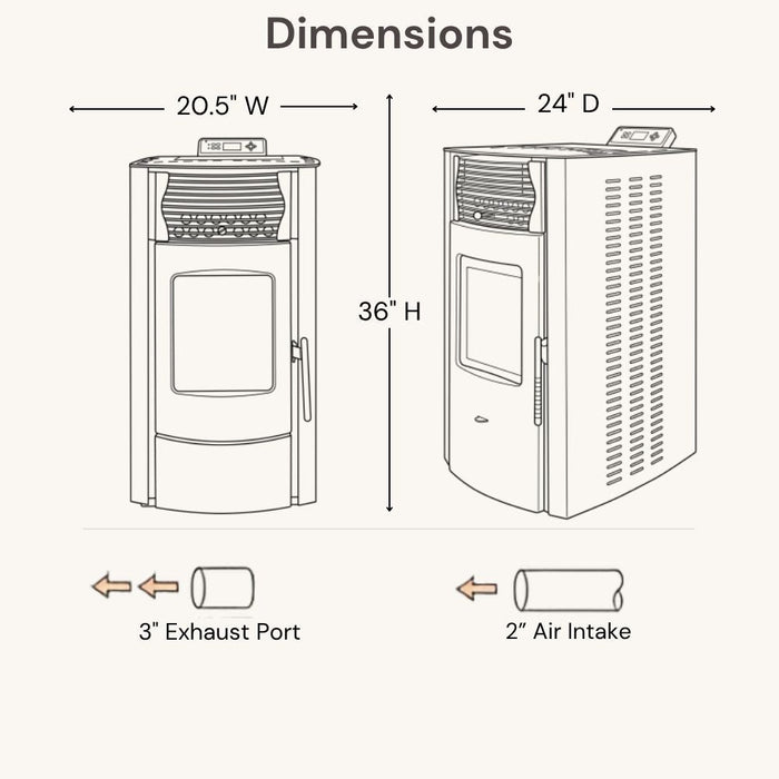 HP50S-Black 2,200 sq. ft. Pellet Stove with a 47-lb Hopper in Black