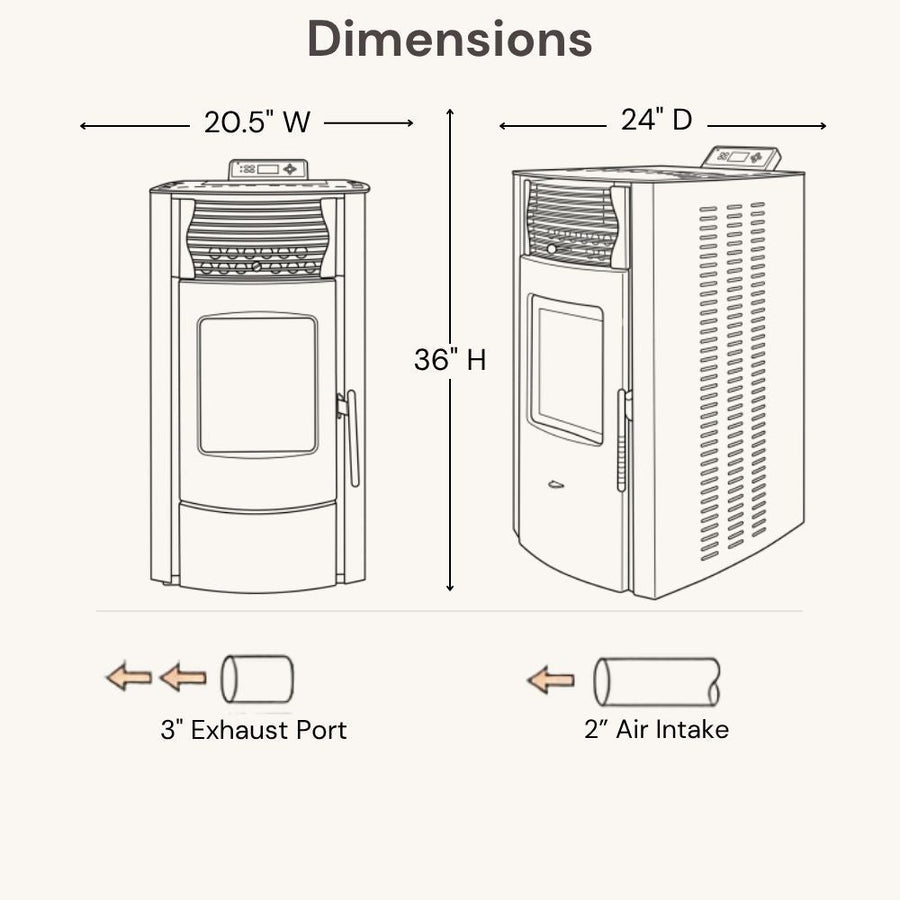 HP50S-White 2,200 sq. ft. Pellet Stove with a 47-lb Hopper in White