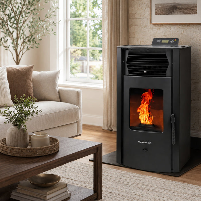 HP50S-Black 2,200 sq. ft. Pellet Stove with a 47-lb Hopper in Black