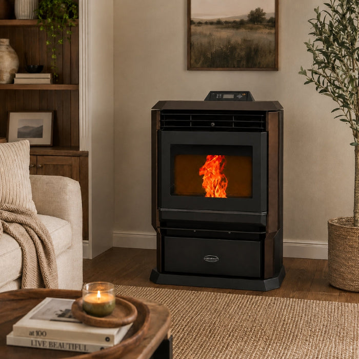 HP61-Brown 3,000 sq. ft. Pellet Stove with a 51-lb Hopper in Bronze