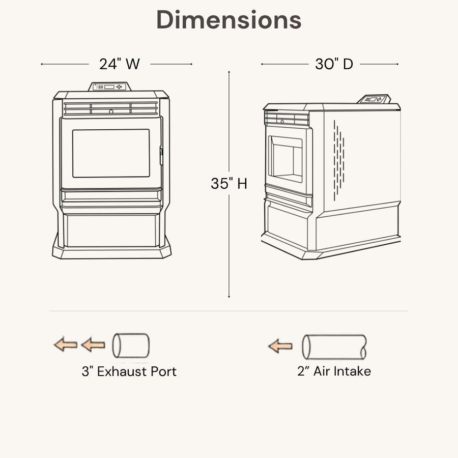 HP61-Brown 3,000 sq. ft. Pellet Stove with a 51-lb Hopper in Bronze
