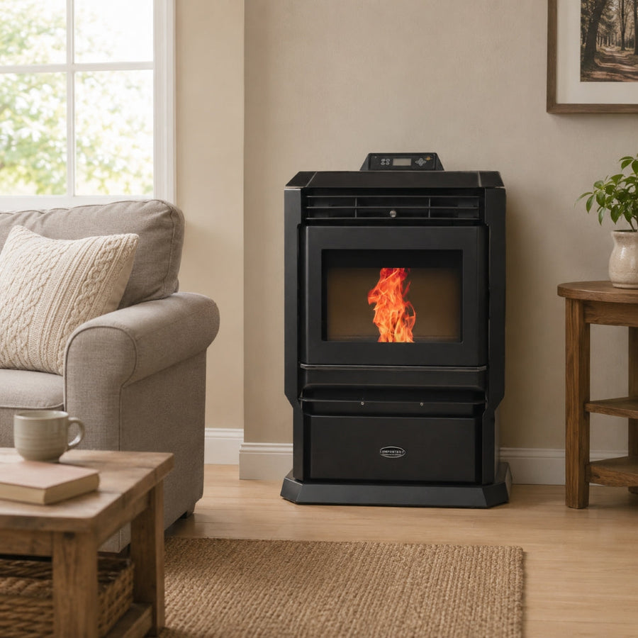 HP61-Black 3,000 sq. ft. Pellet Stove with a 51-lb Hopper in Black