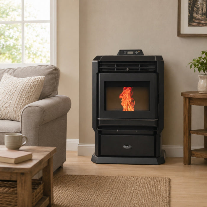 HP61-Black 3,000 sq. ft. Pellet Stove with a 51-lb Hopper in Black