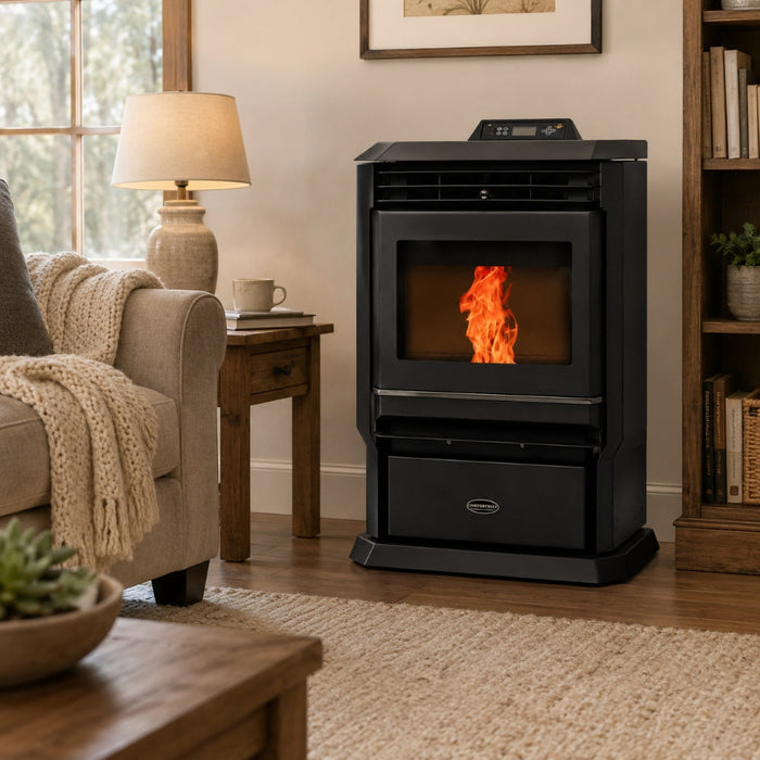 HP61-Black 3,000 sq. ft. Pellet Stove with a 51-lb Hopper in Black