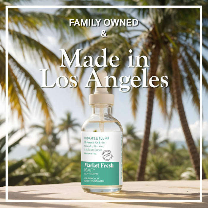 Market Fresh Beauty Hyaluronic Acid Serum - Hydrate & Plump with Ceramides, Aloe Vera, & Malachite Extract | Fragrance-Free | 2 fl oz by  Los Angeles Brands